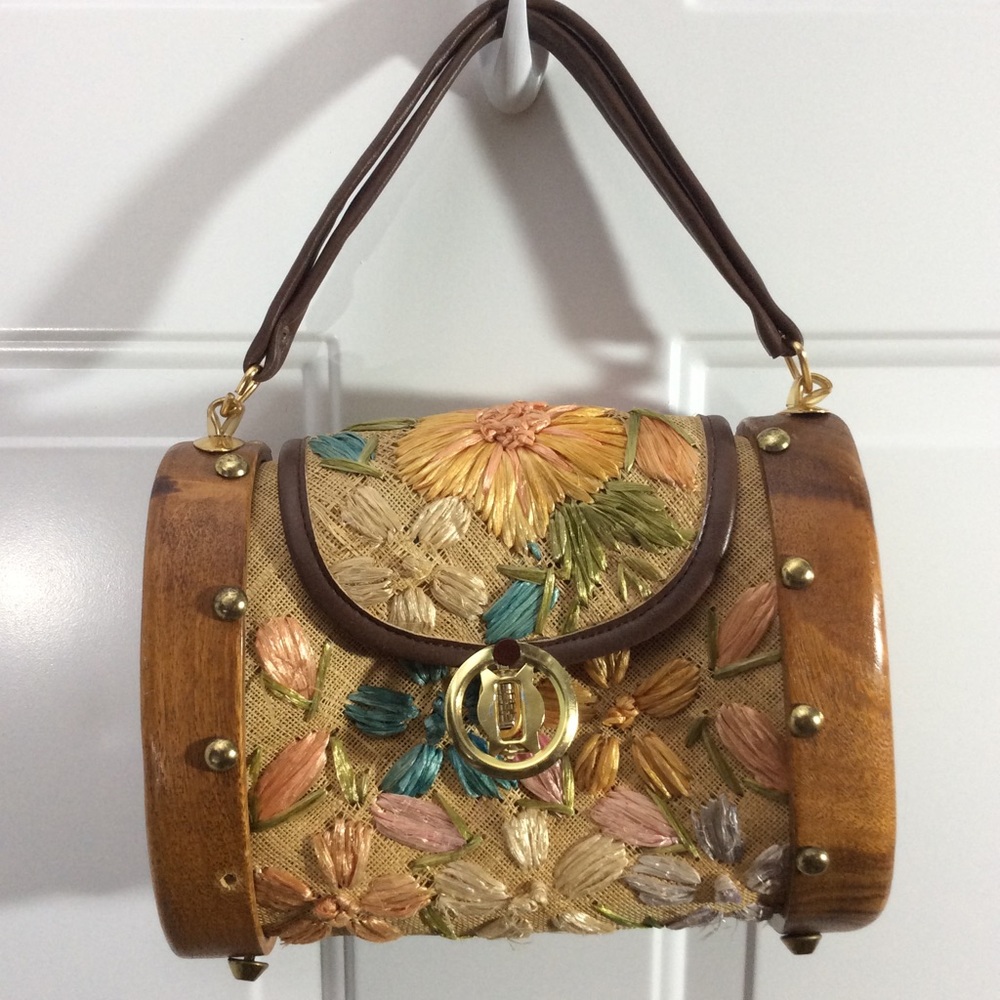 Wood and woven purse